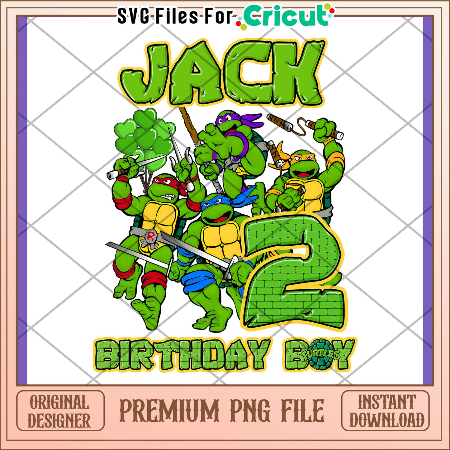 Ninja Turtles Birthday Boy Jack PNG Design Download