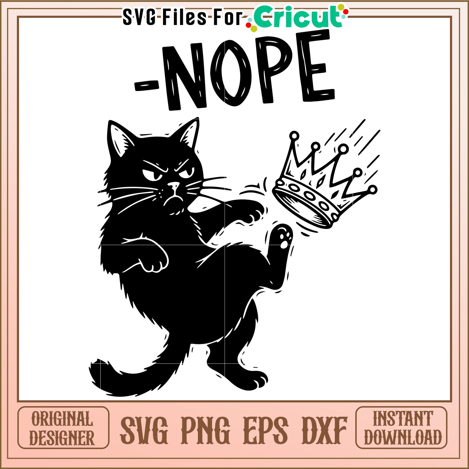 Nope no king black cat design svg, rebellious black cat svg, cute anarchist cat svg
