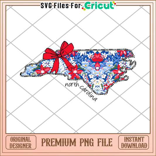 North Carolina Floral Map PNG Download