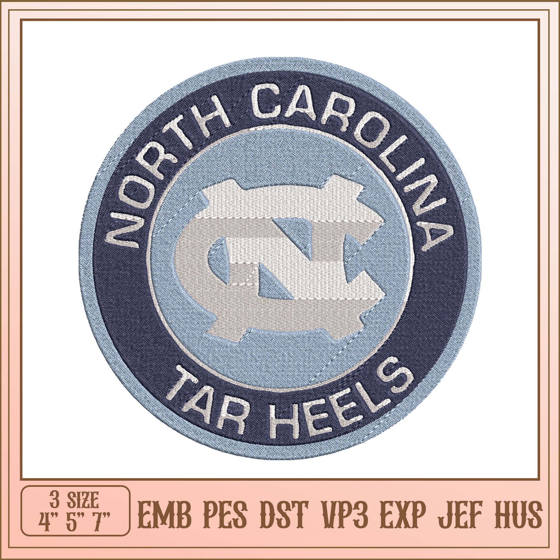 North Carolina Tar Heels Embroidery Design