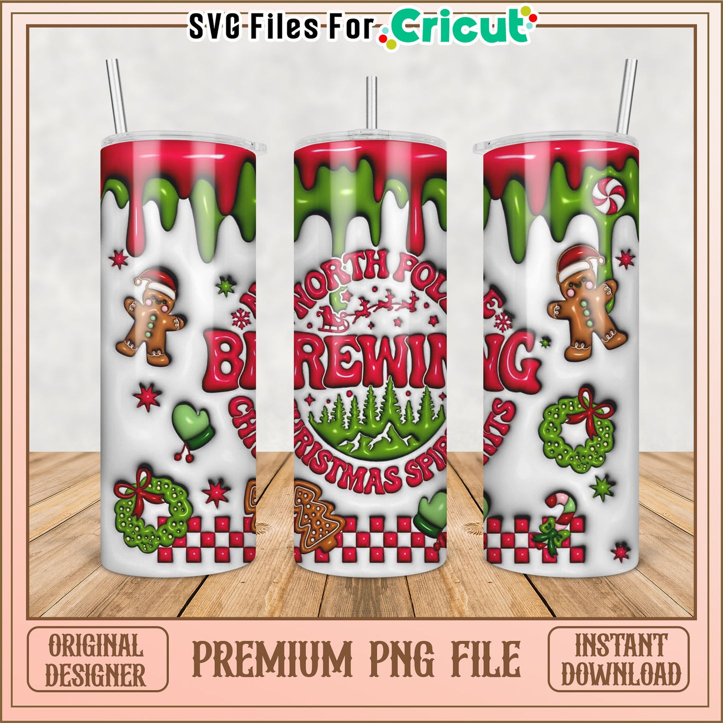 North Pole Brewing Christmas Spirit Tumbler PNG File Download