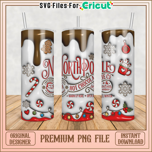 North Pole Hot Chocolate Tumbler PNG Instant Download Design