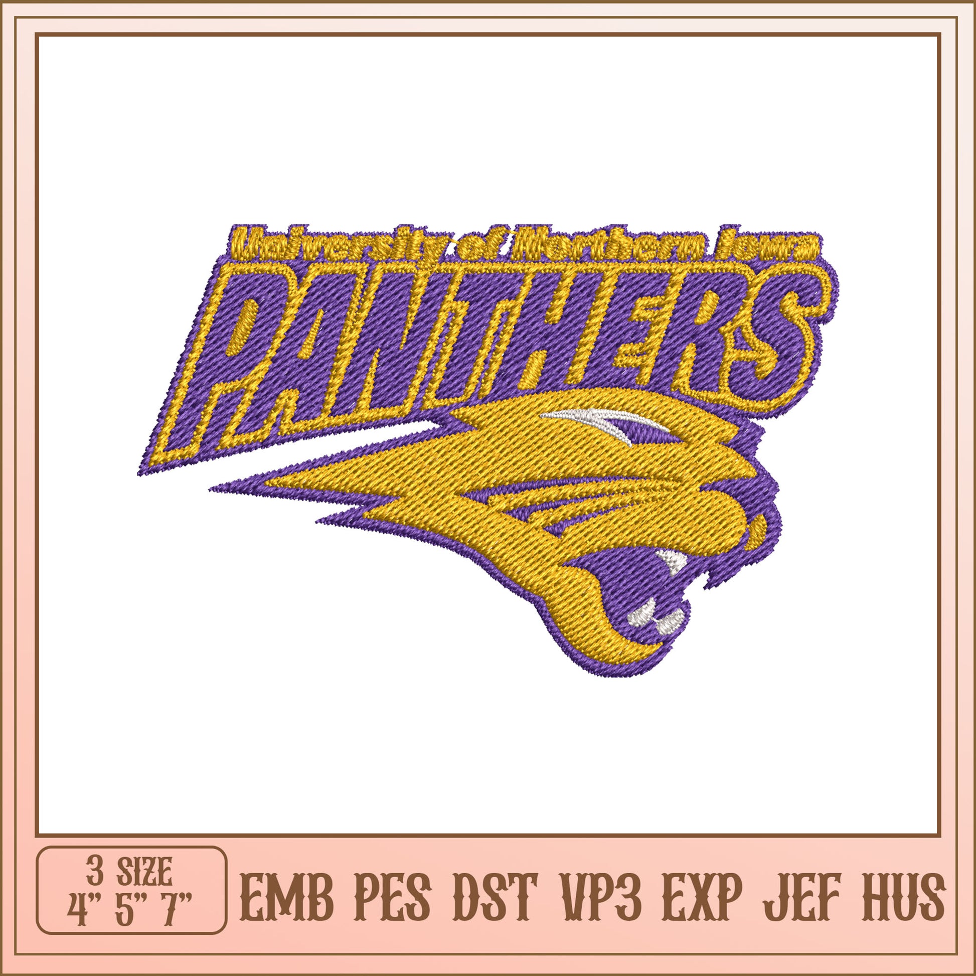 Northern Iowa Panthers Embroidery Design