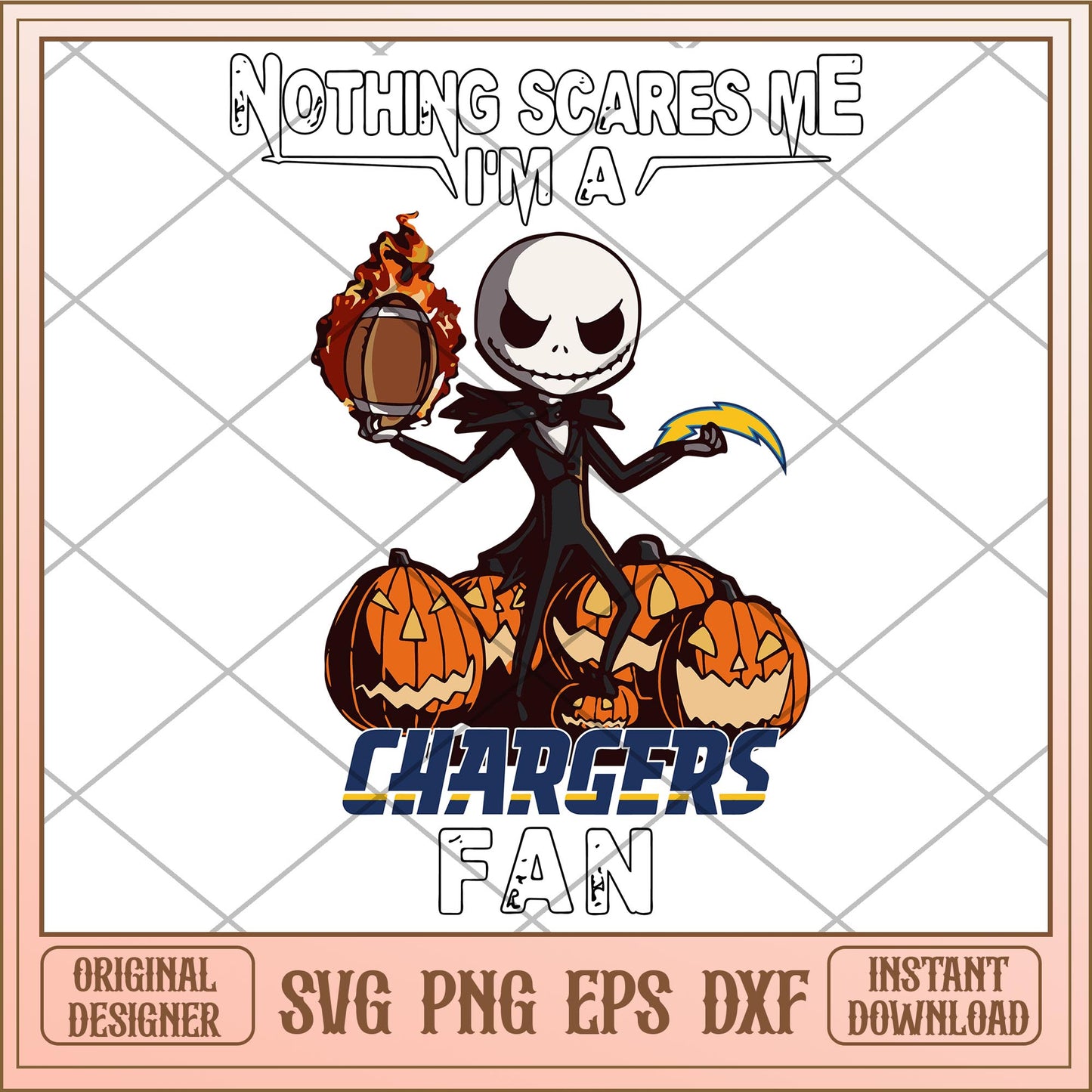 Nothing scares me I'm a Chargers fan bundle svg, The Nightmare Before Christmas Svg, digital download