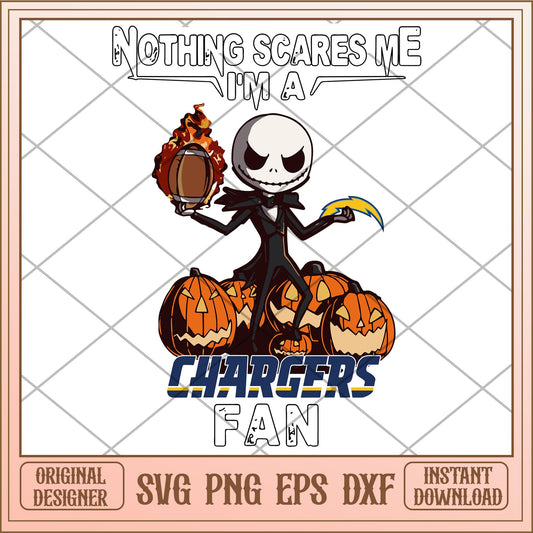 Nothing scares me I'm a Chargers fan bundle svg, The Nightmare Before Christmas Svg, digital download