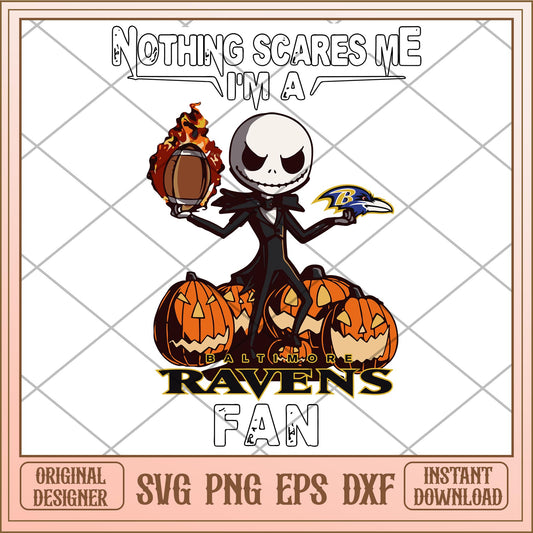 Nothing scares me I'm a Ravens fan bundle svg, The Nightmare Before Christmas Svg, digital download