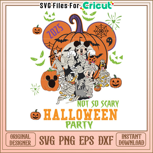 Not so scary halloween party svg, cartoons characters svg, halloween costumes svg