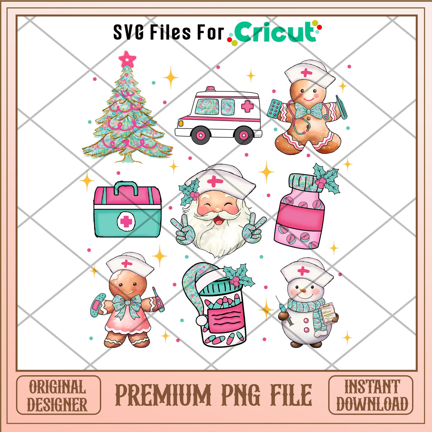 Nurse Christmas Santa Claus png, Gingerbread png, christmas png