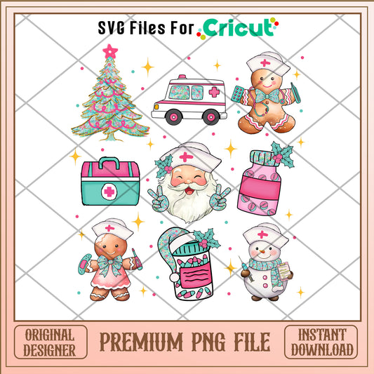 Nurse Christmas Santa Claus png, Gingerbread png, christmas png