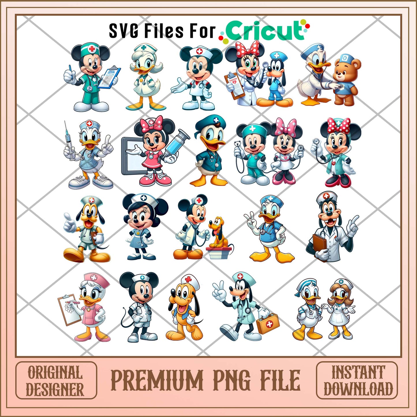 Disney Nurse Chibi png bundle, Mickey and friends cute chibi bundle