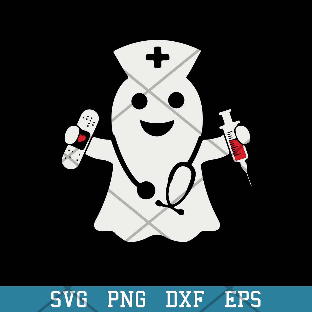 Nurse Ghost Halloween Costume Stethoscope Svg, Halloween Svg-Svgfilesforcricut