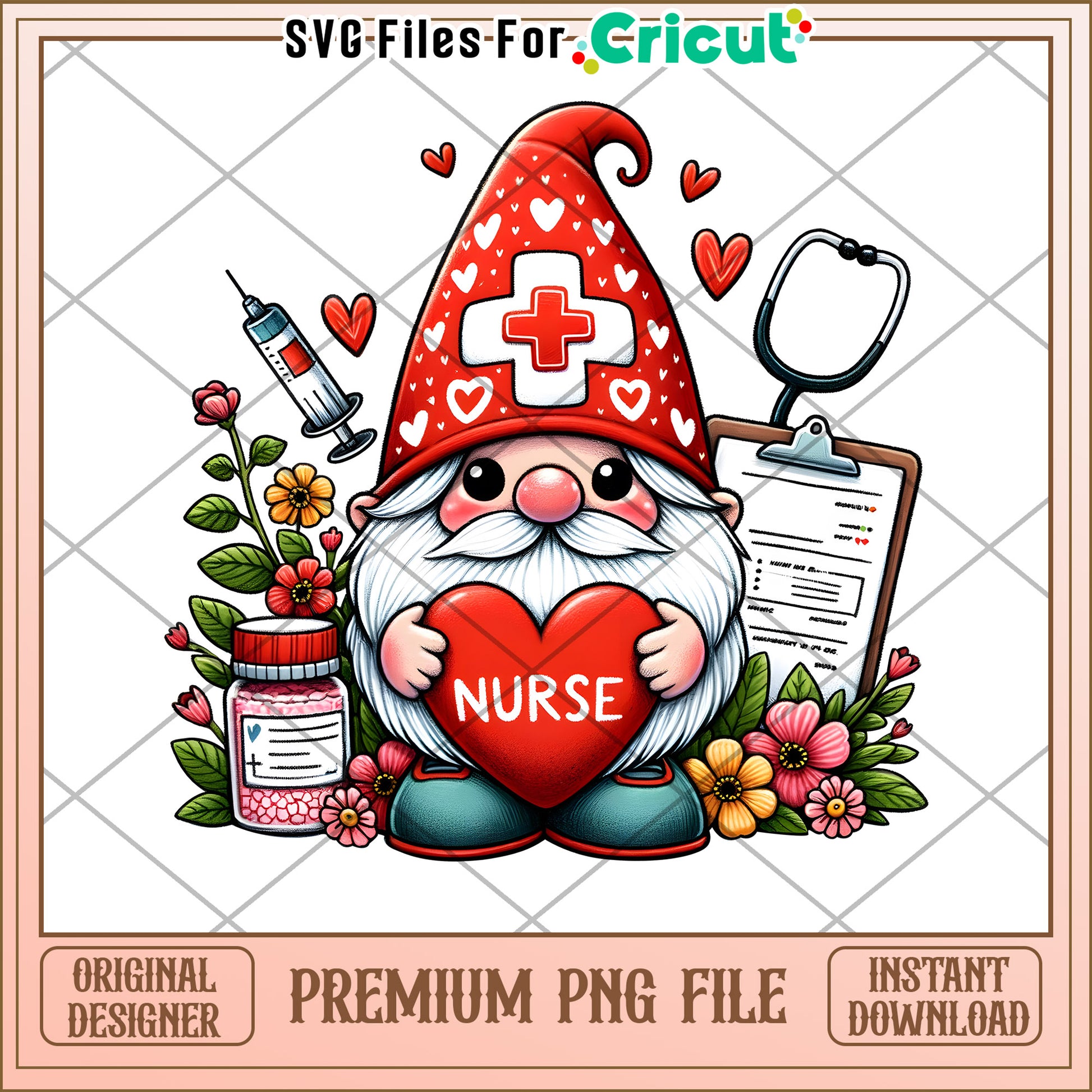 Nurse Gnome PNG Sublimation Design