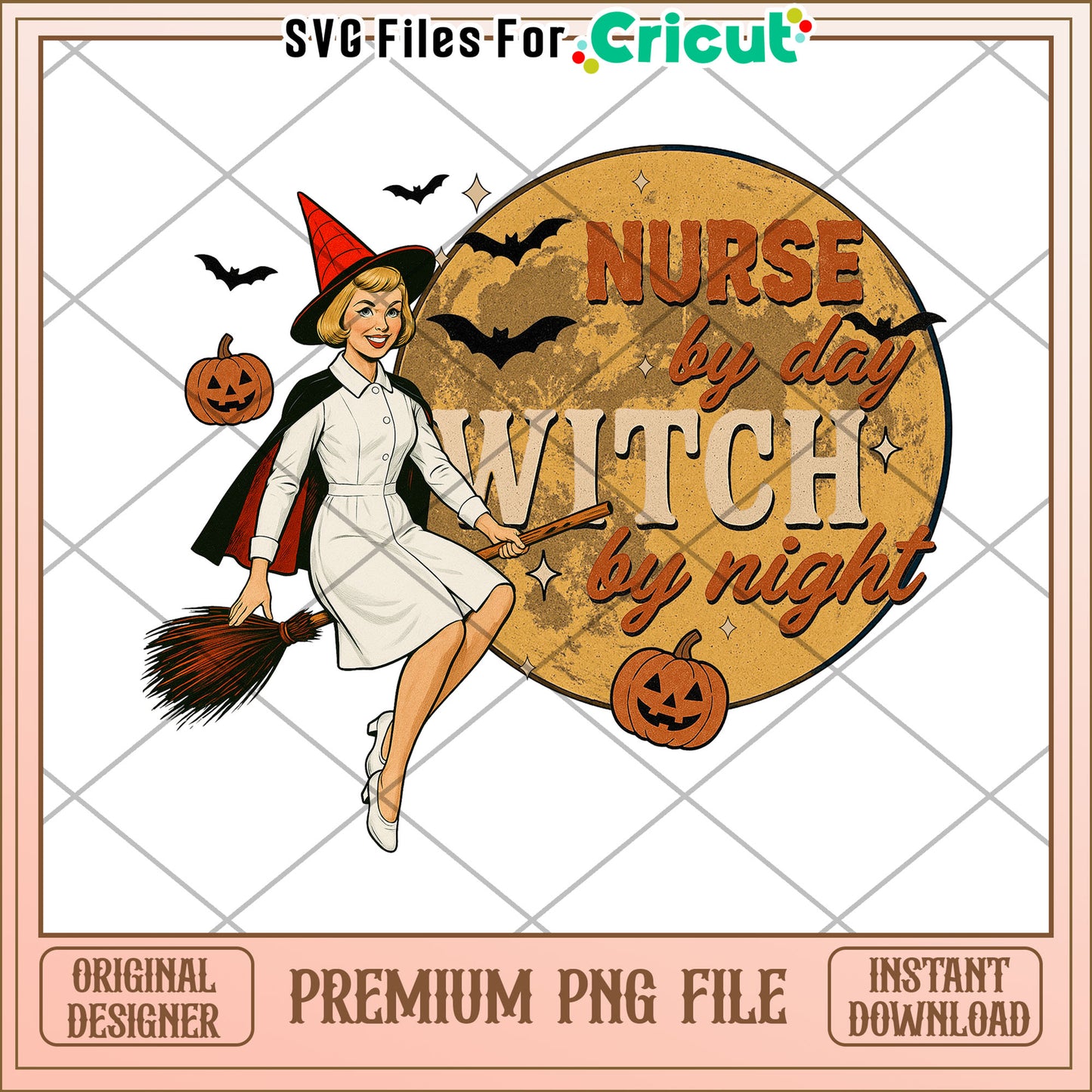 Nurse by day witch by night png, halloween design png, horror halloween png