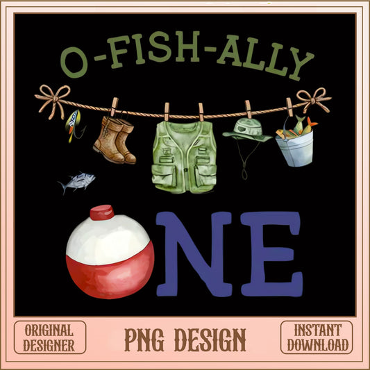 O-Fish-Ally One PNG, Fishing First Birthday PNG, Boy Birthday PNG