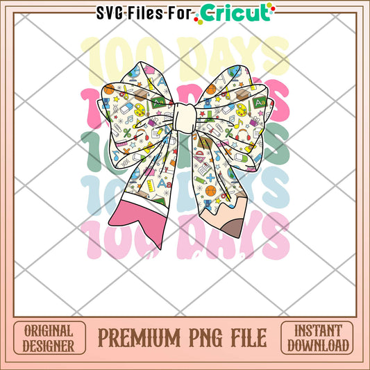 OR 5122024 VTN Retro Coquette Bow Pencil 100 Days Of School