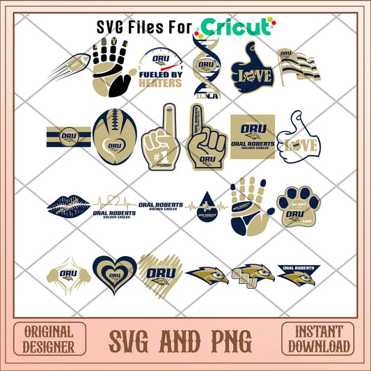 Oral Roberts Golden Eagles hand svg, Oral Roberts svg bundle, NCAA svg
