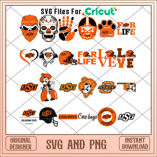 Oklahoma state skull svg, Oklahoma state university svg bundle, NCAA svg