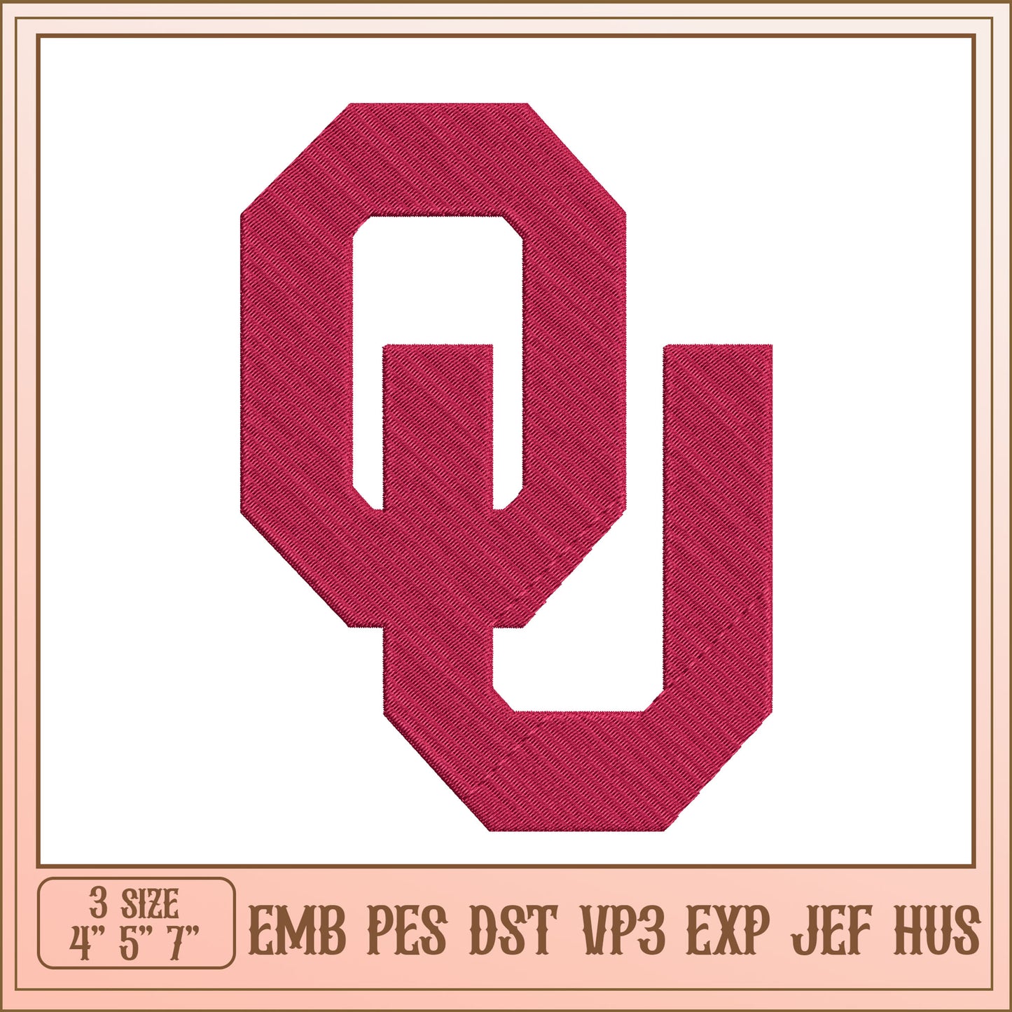 OU Embroidery Design EMB PES DST VP3 Formats