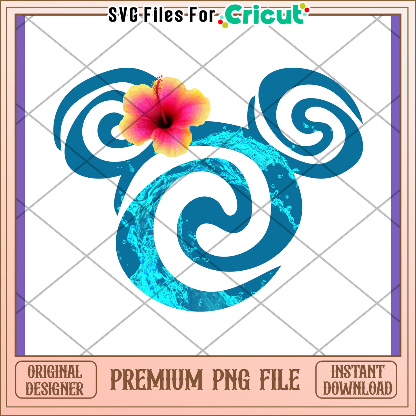 Ocean Mickey PNG Hibiscus Flower Design