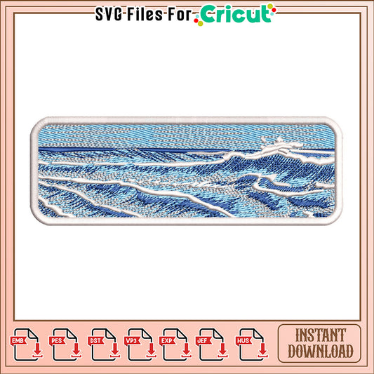 Ocean Waves Embroidery Design Instant Download