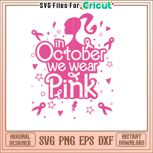 October Pink Ribbon SVG Design