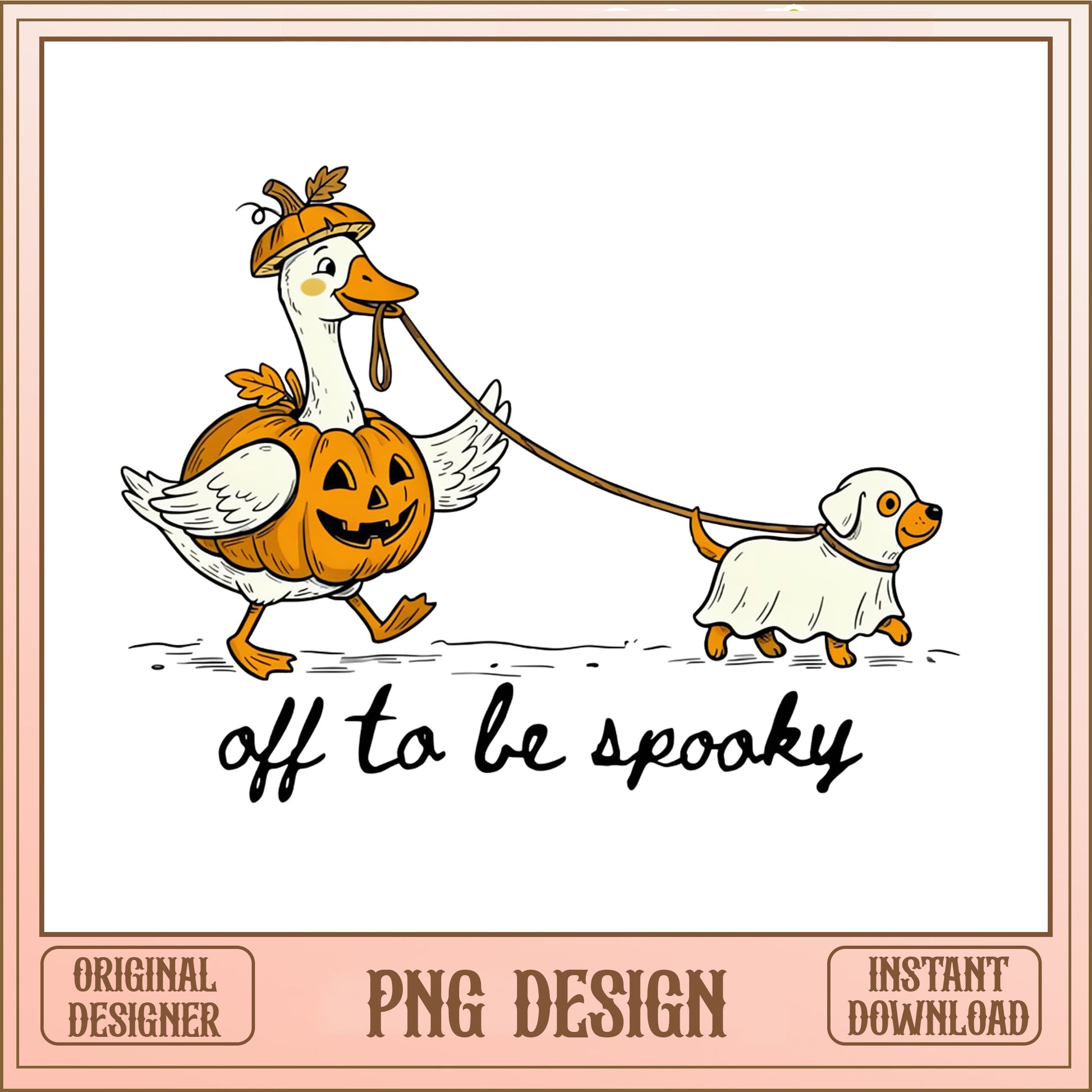 Off To Be Spooky Duck PNG, Halloween Goose Dog PNG, Spooky Season PNG
