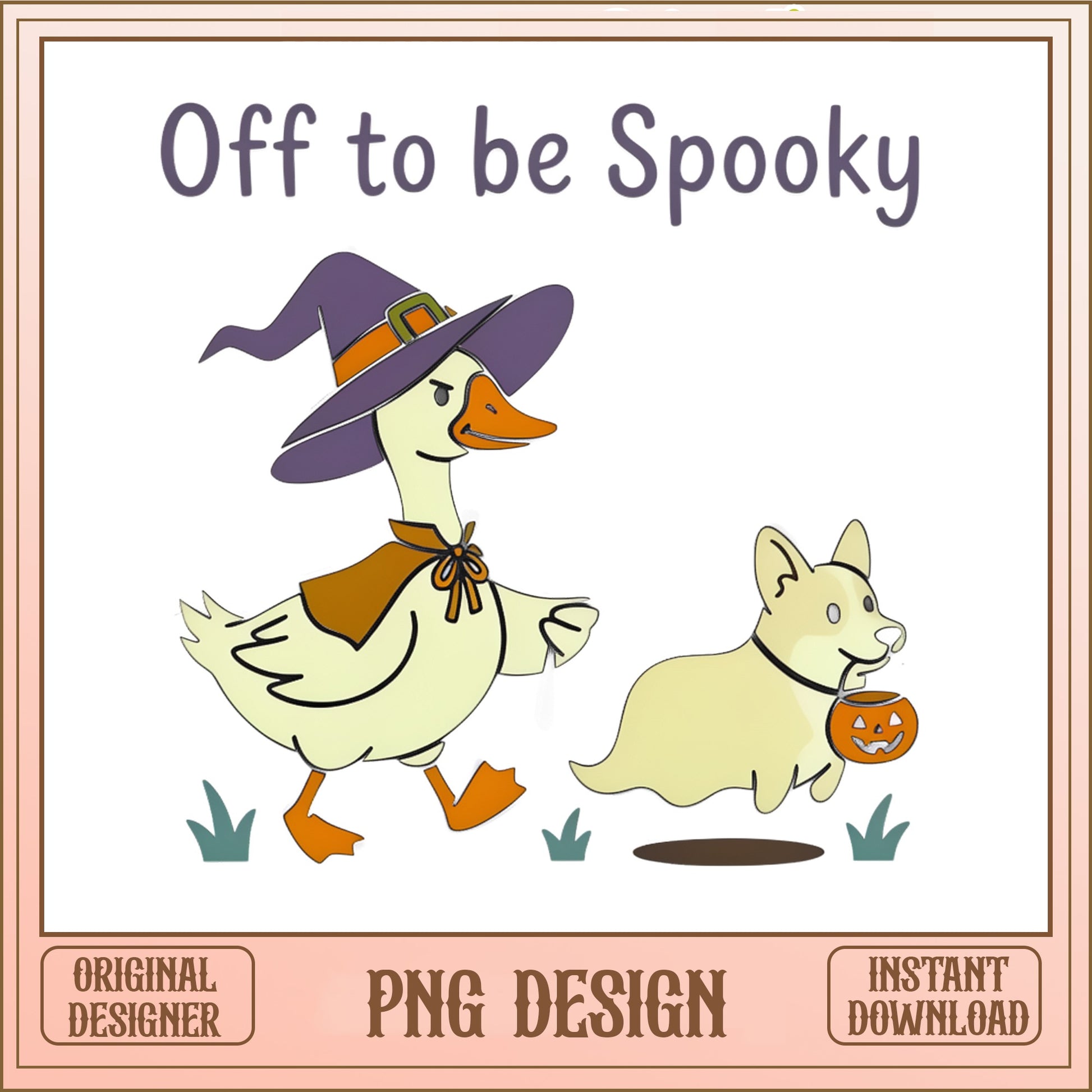 Off To Be Spooky Duck PNG, Halloween Witch Duck, Corgi PNG