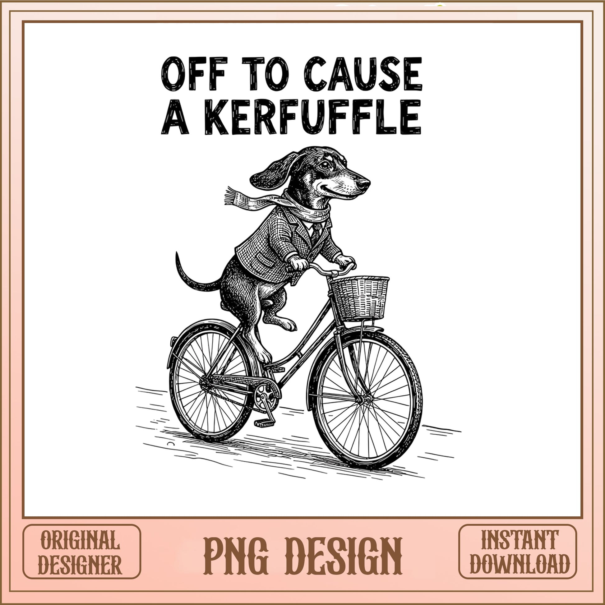 Off To Cause A Kerfuffle PNG, Dachshund On Bike, Funny Dog PNG