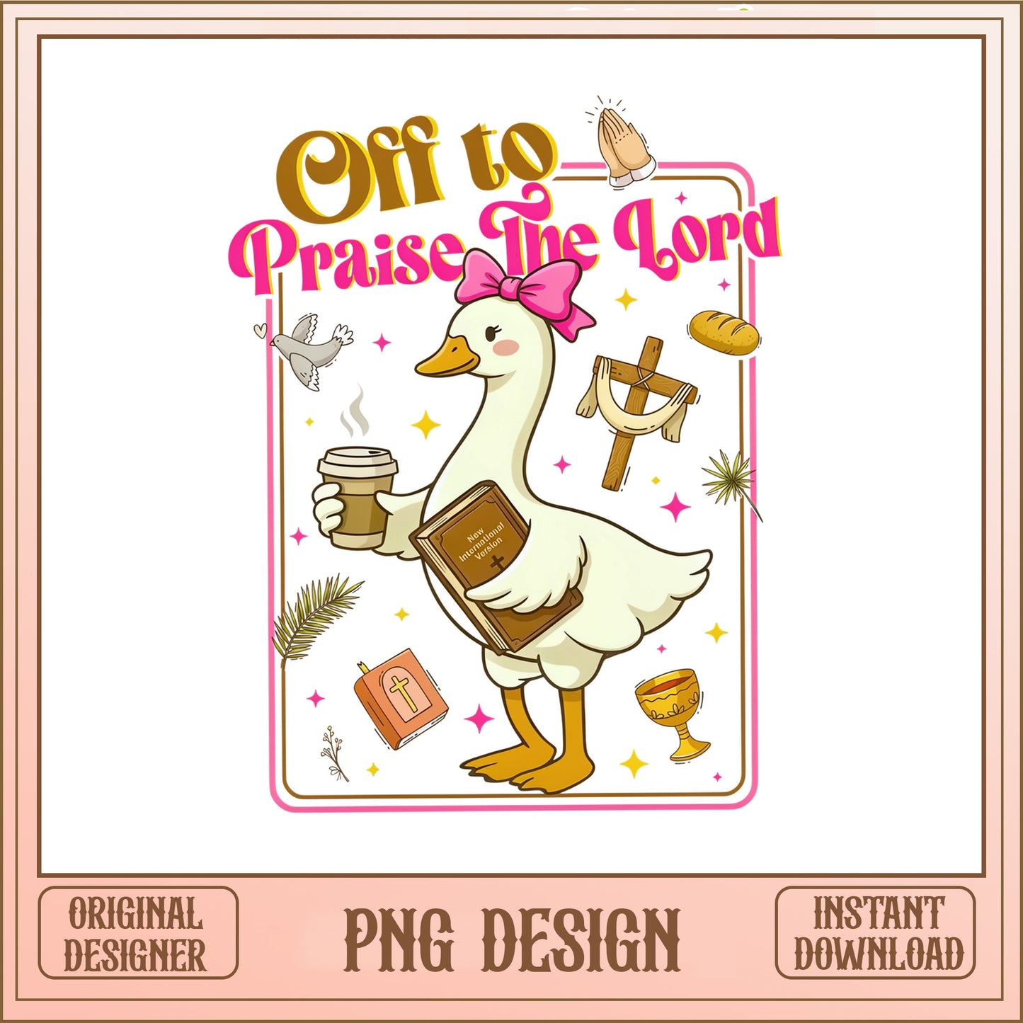 Off To Praise The Lord Goose PNG, Christian Duck PNG, Faith PNG