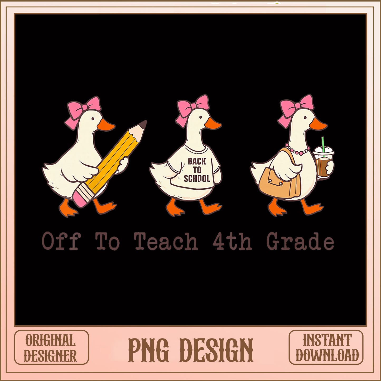 Off To Teach 4th Grade Duck PNG, Teacher Duck PNG, Back To School PNG