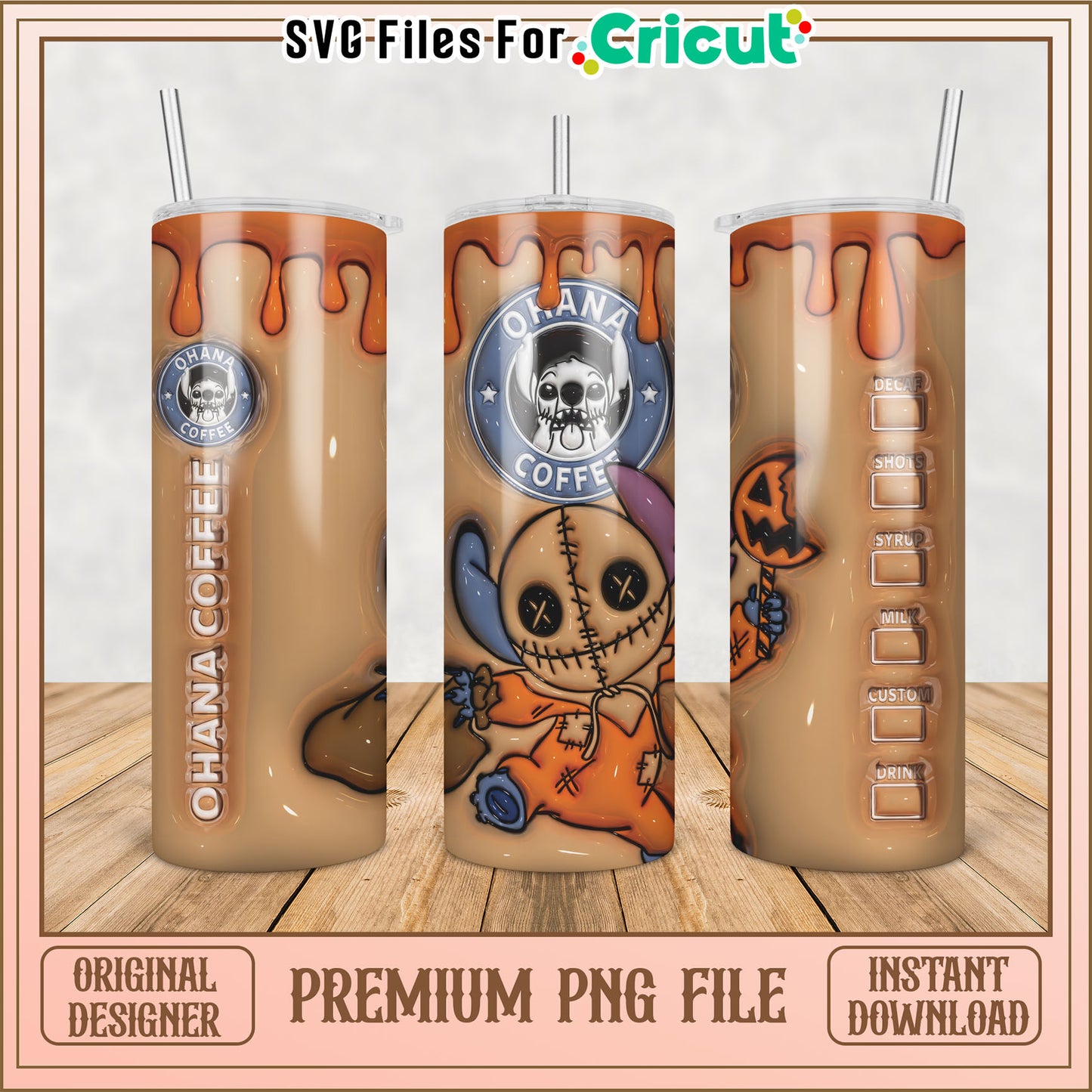 Ohana Coffee Tumbler PNG File for Cricut Instant Download Design