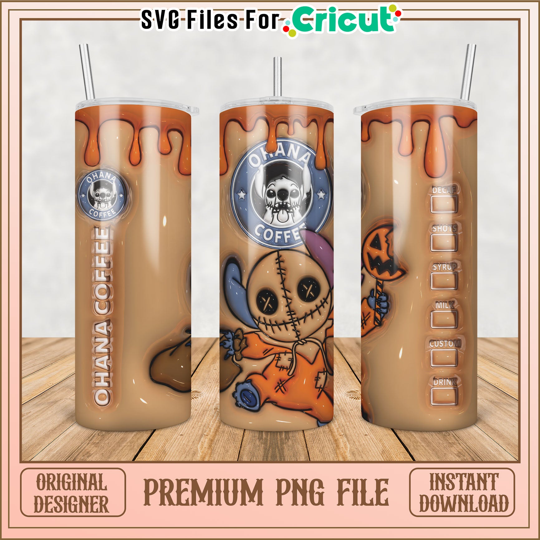 Ohana Coffee Tumbler PNG File for Cricut Instant Download Design