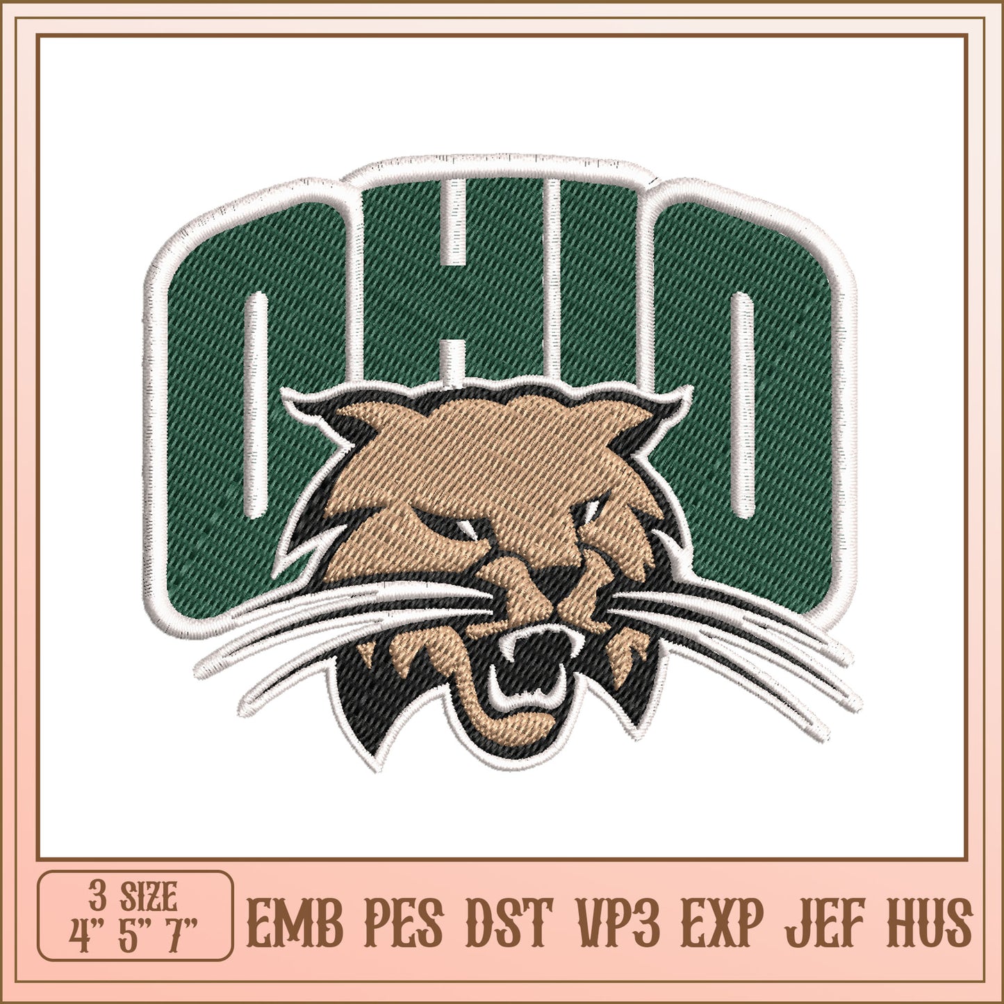 Ohio Bobcat Embroidery Design