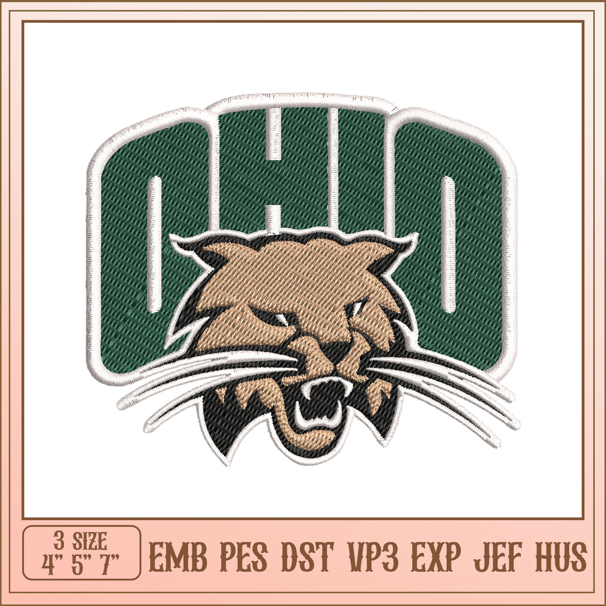Ohio Bobcat Embroidery Design