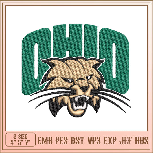 Ohio Embroidery Design Featuring Panther Head 3 Sizes Available