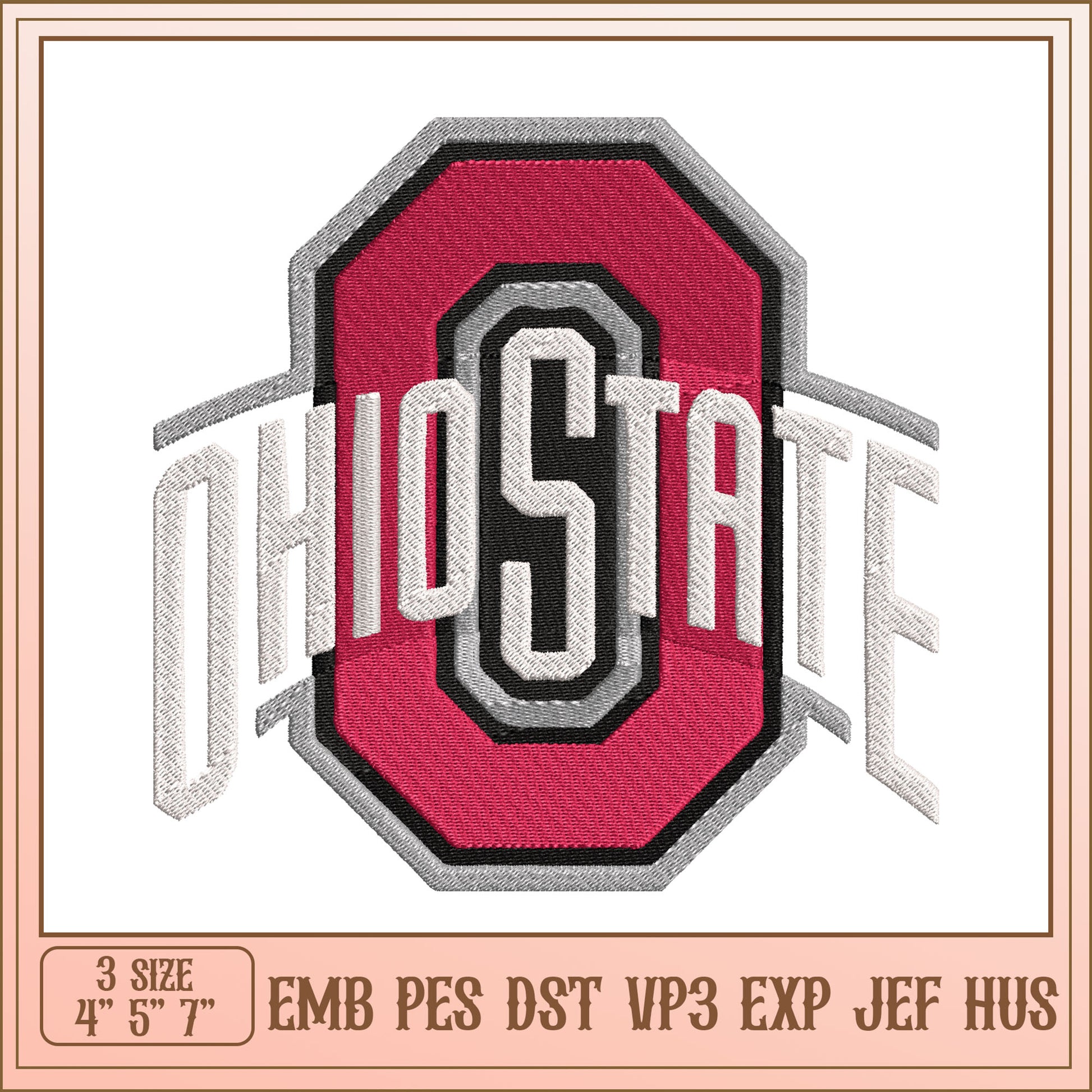 Ohio State Embroidery Design