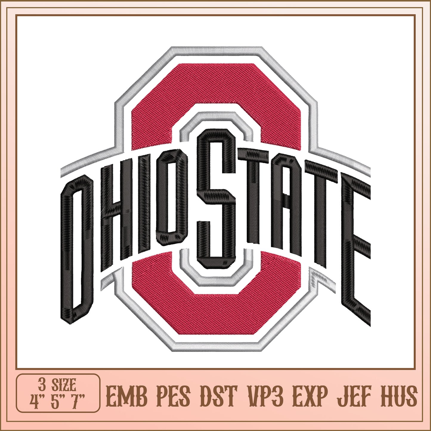 Ohio State Embroidery Design