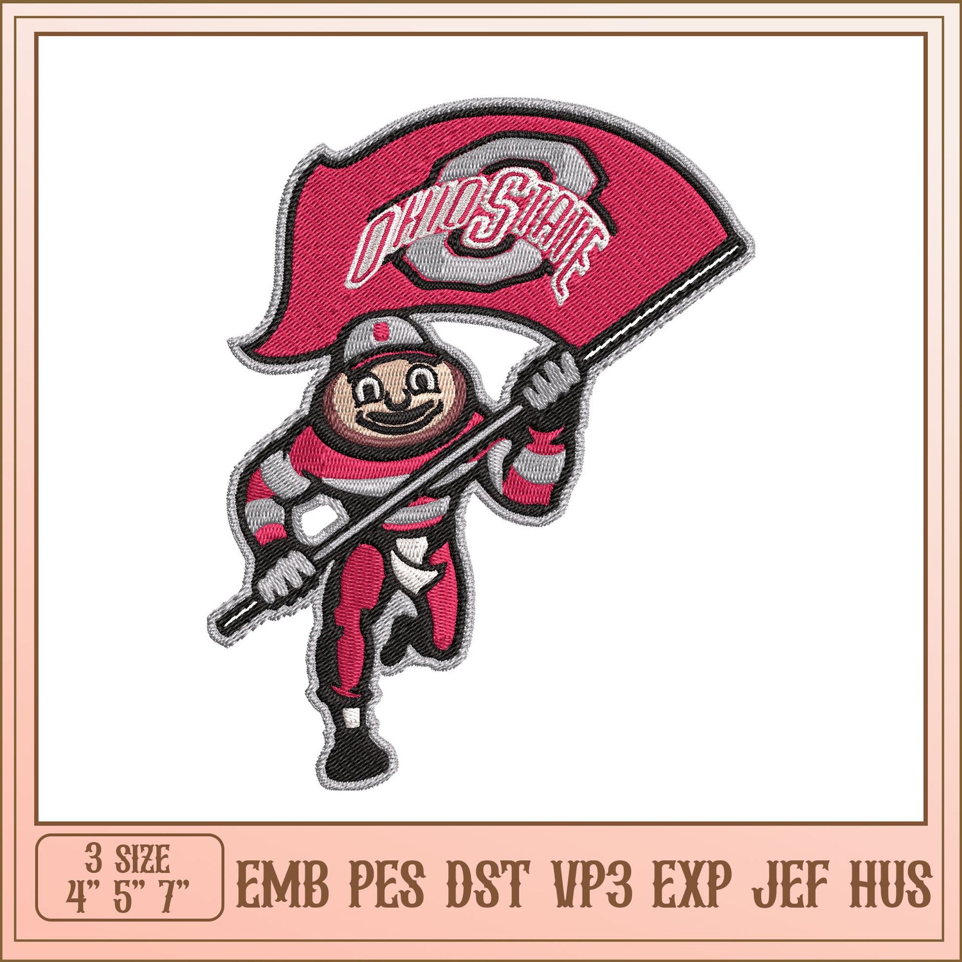 Ohio State Mascot Embroidery Design