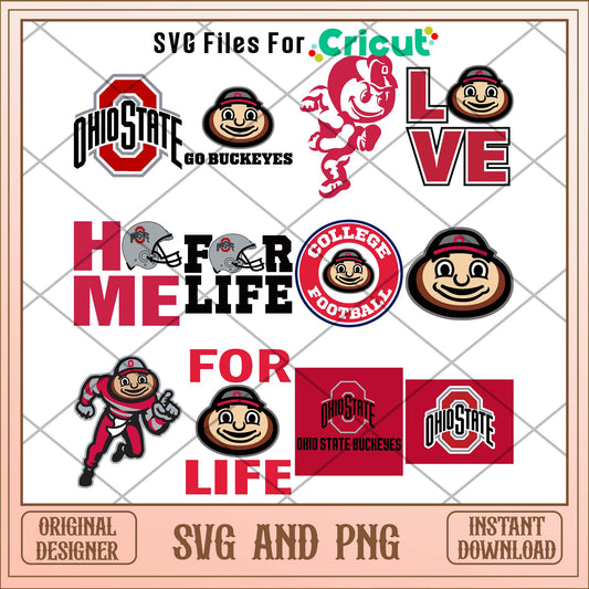 Ohio state for life svg, Ohio state football svg bundle, NCAA svg