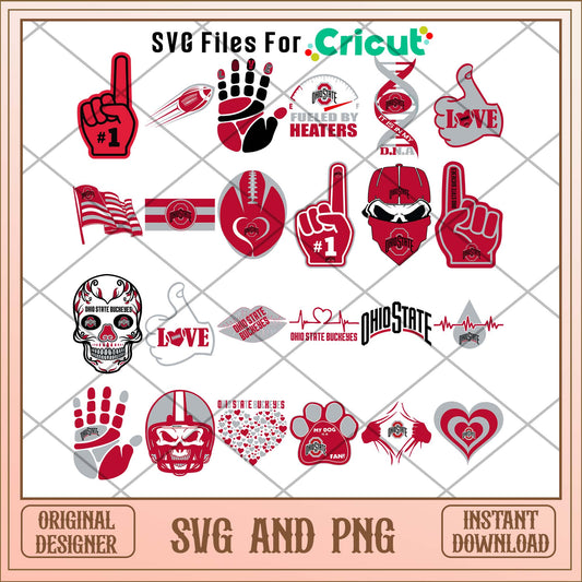 Ohio state symbols svg, Ohio state football svg bundle, NCAA svg
