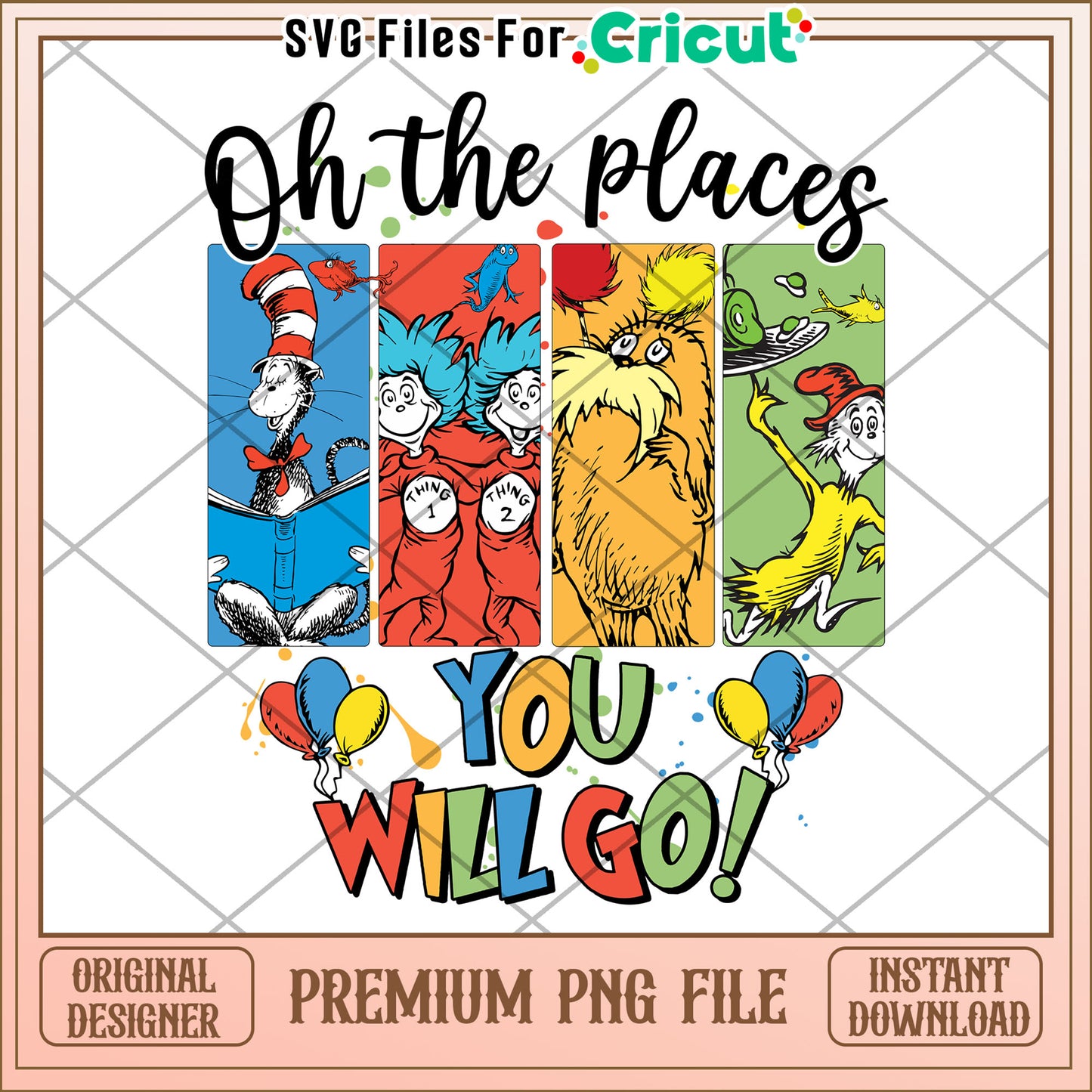 Oh the Places You Will Go Dr Seuss PNG Artwork Download