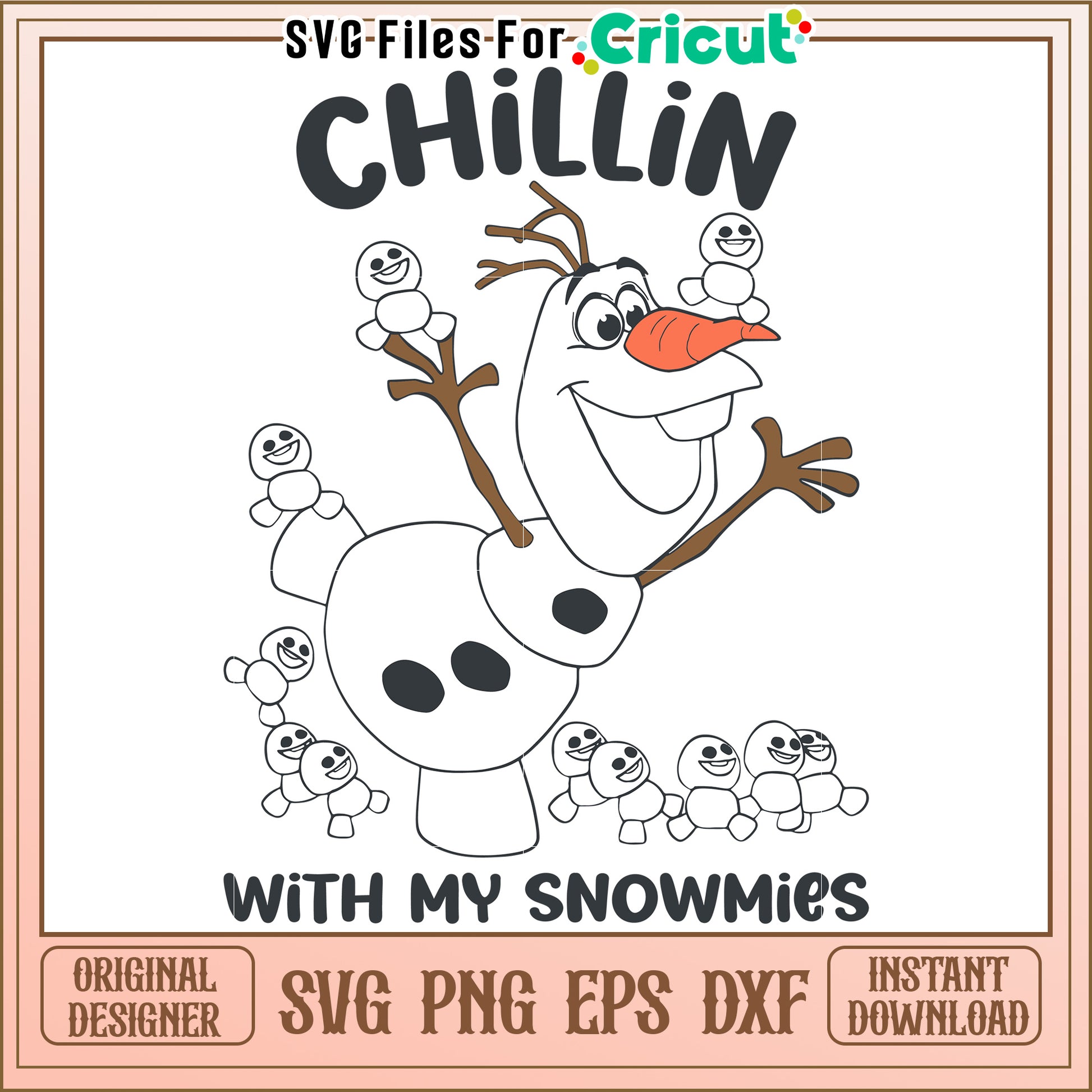 Olaf SVG Chillin with Snowmies