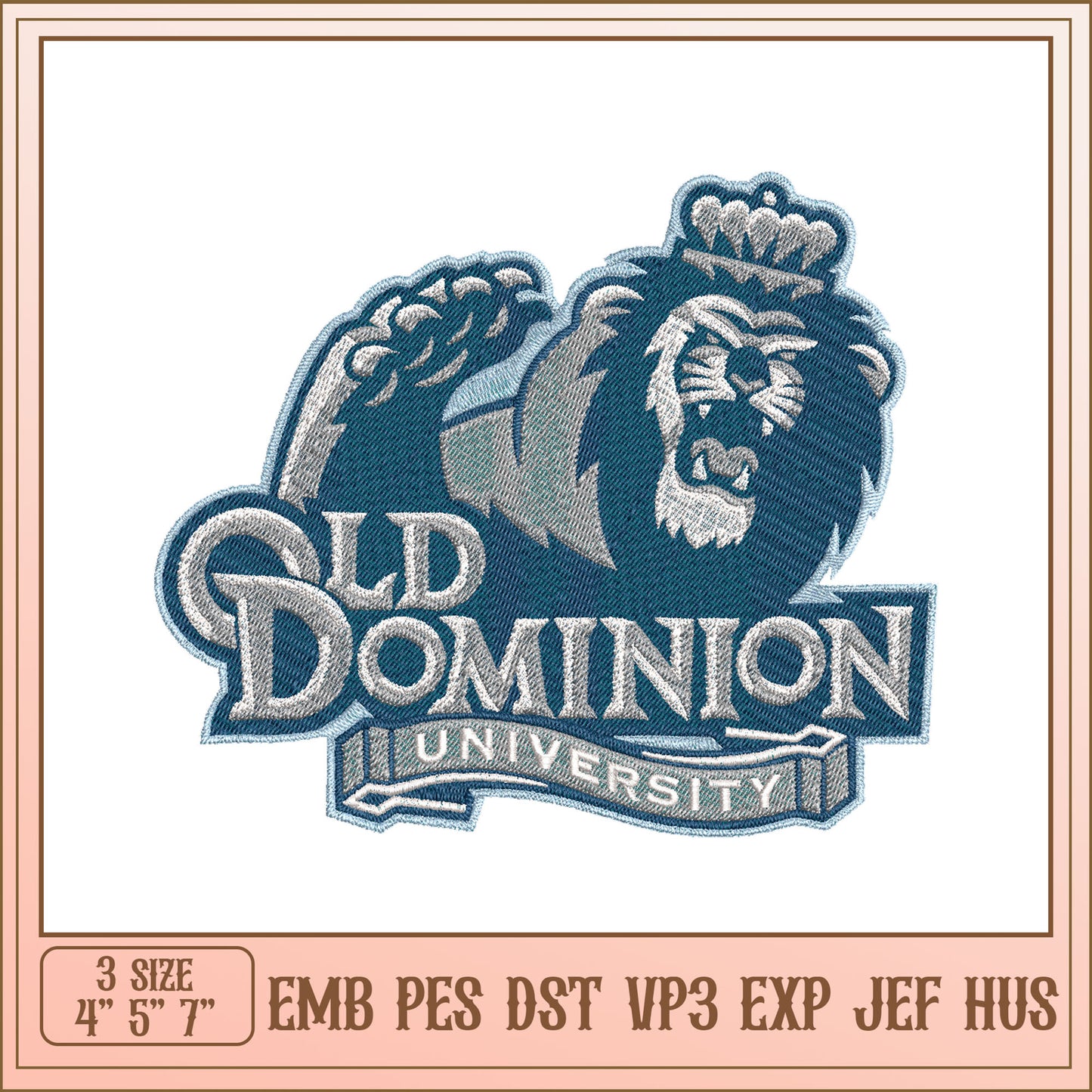 Old Dominion University Lion Embroidery Design