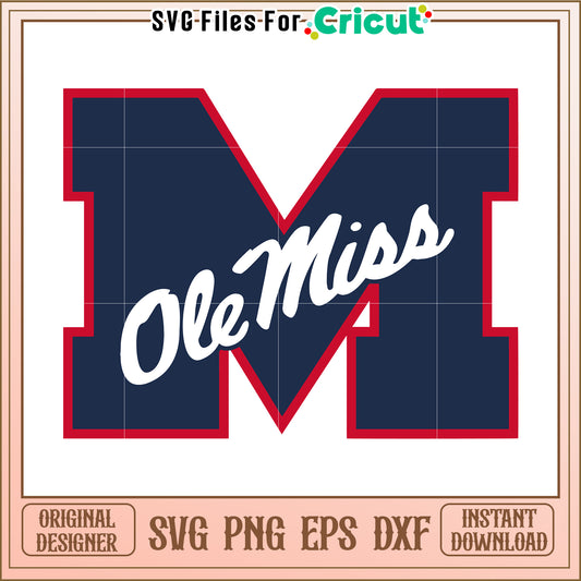 Ole Miss M Logo SVG for Cricut, Instant Download for Crafting Projects