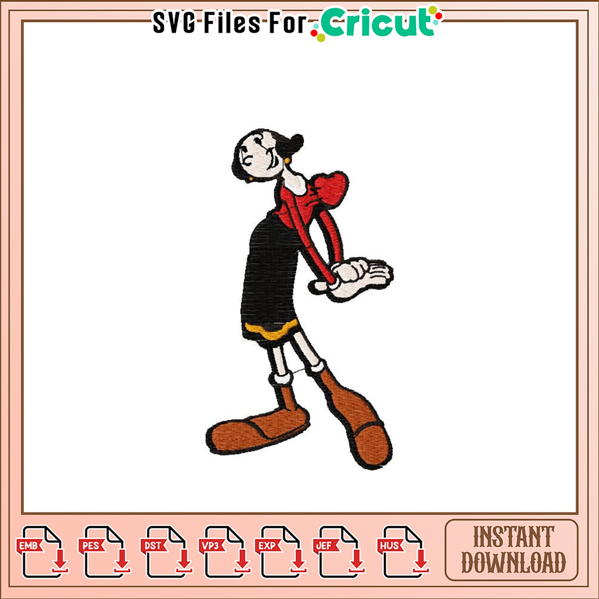 Olive Oyl Embroidery Design Instant Download