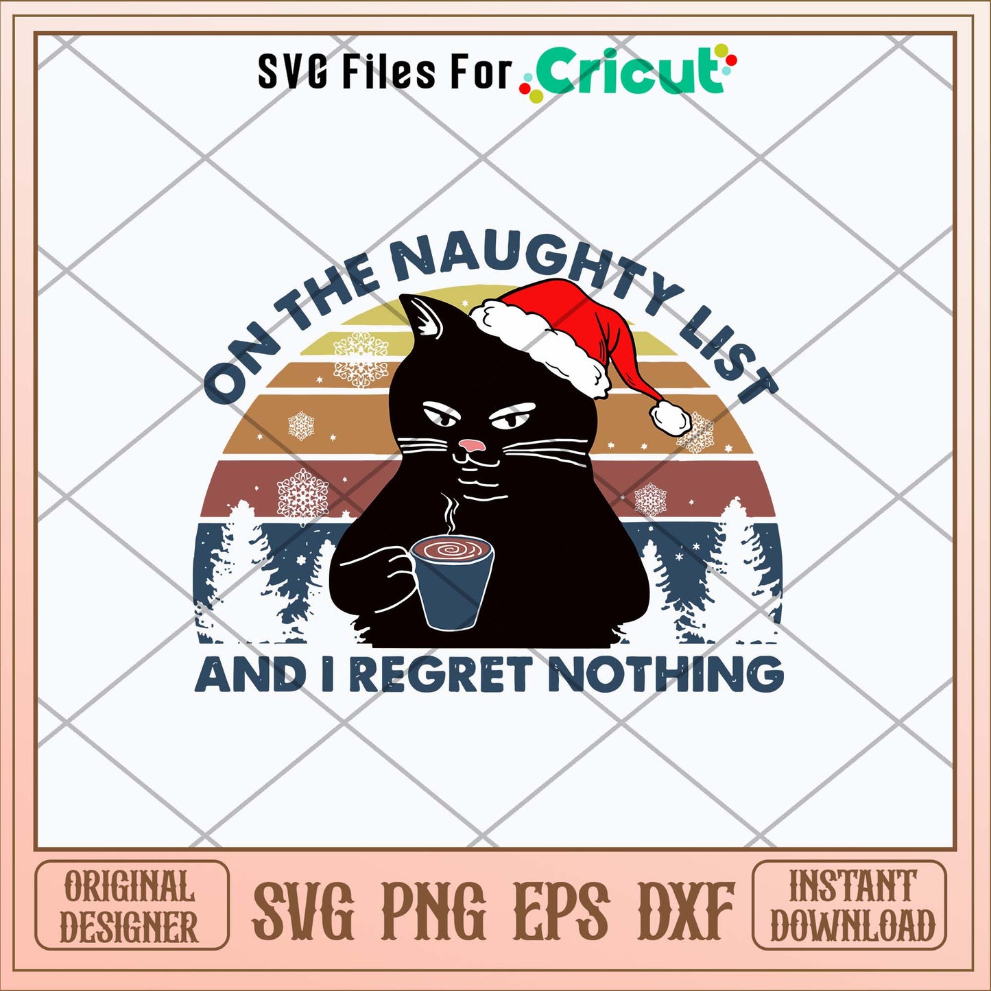 On The Naughty List And I Regret Nothing Svg, Cat Christmas Svg-Svgfilesforcricut
