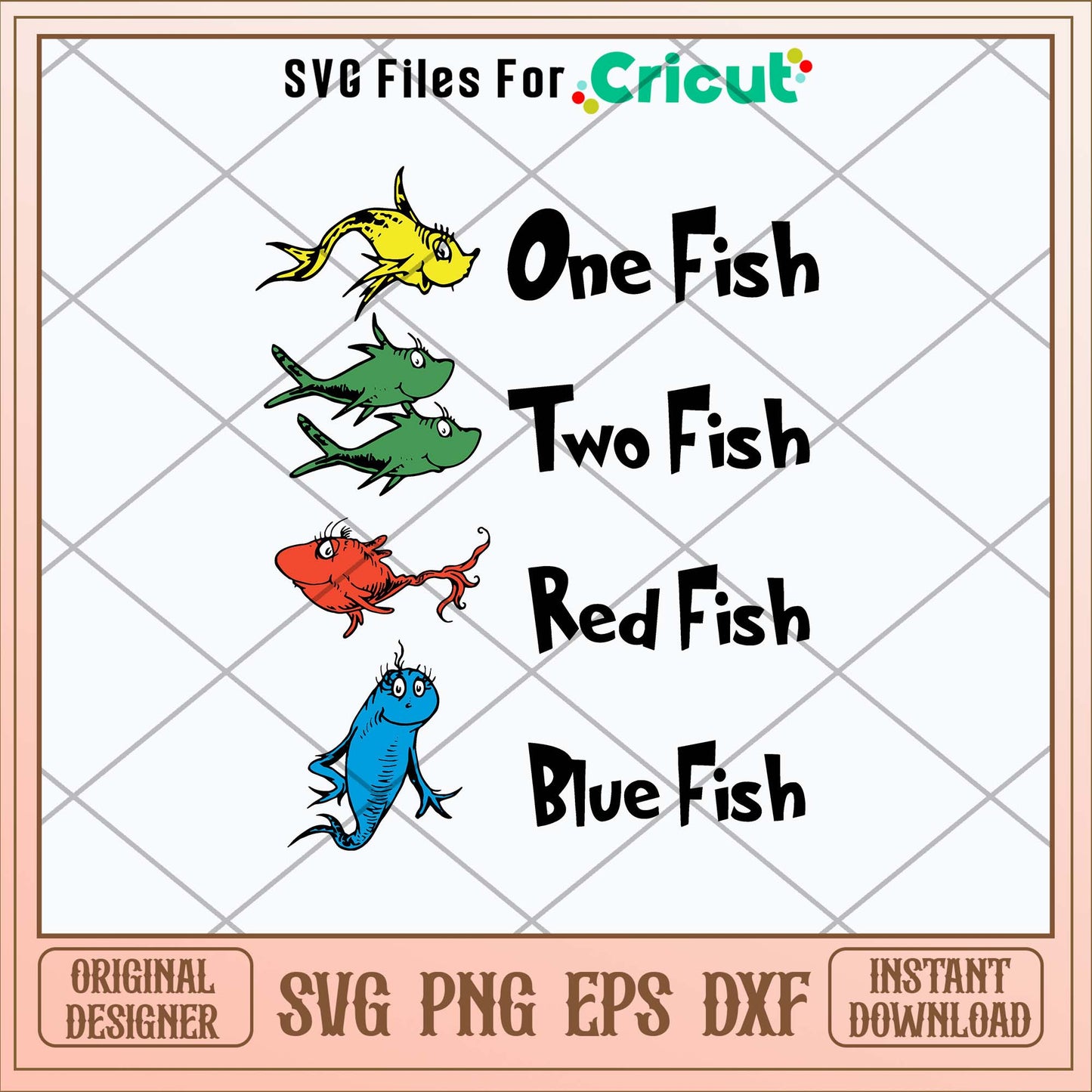 One Fish Two Fish Red Fish Blue Fish Svg, Dr Seuss Svg-Svgfilesforcricut