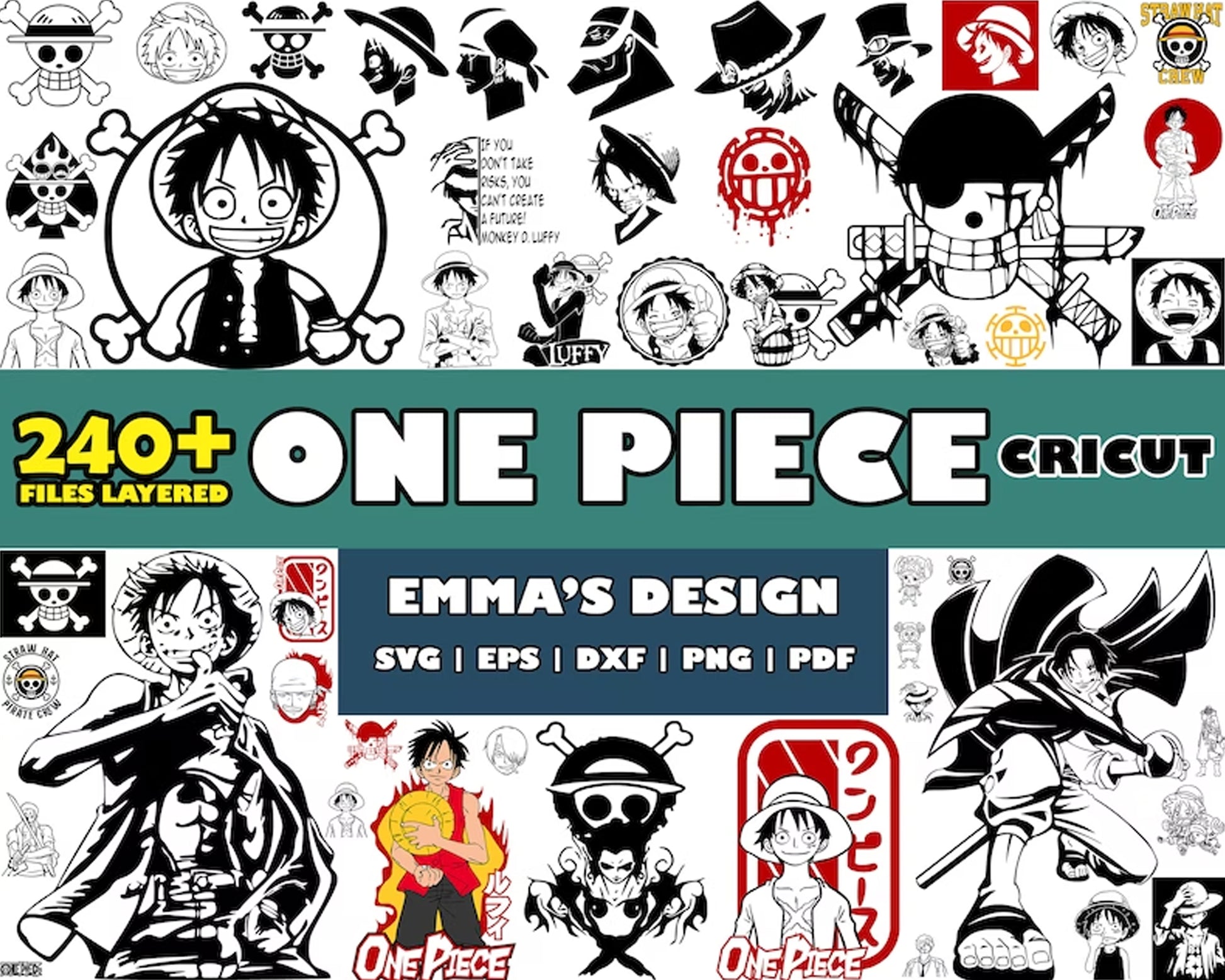 Anime one piece cricut SVG Bundle