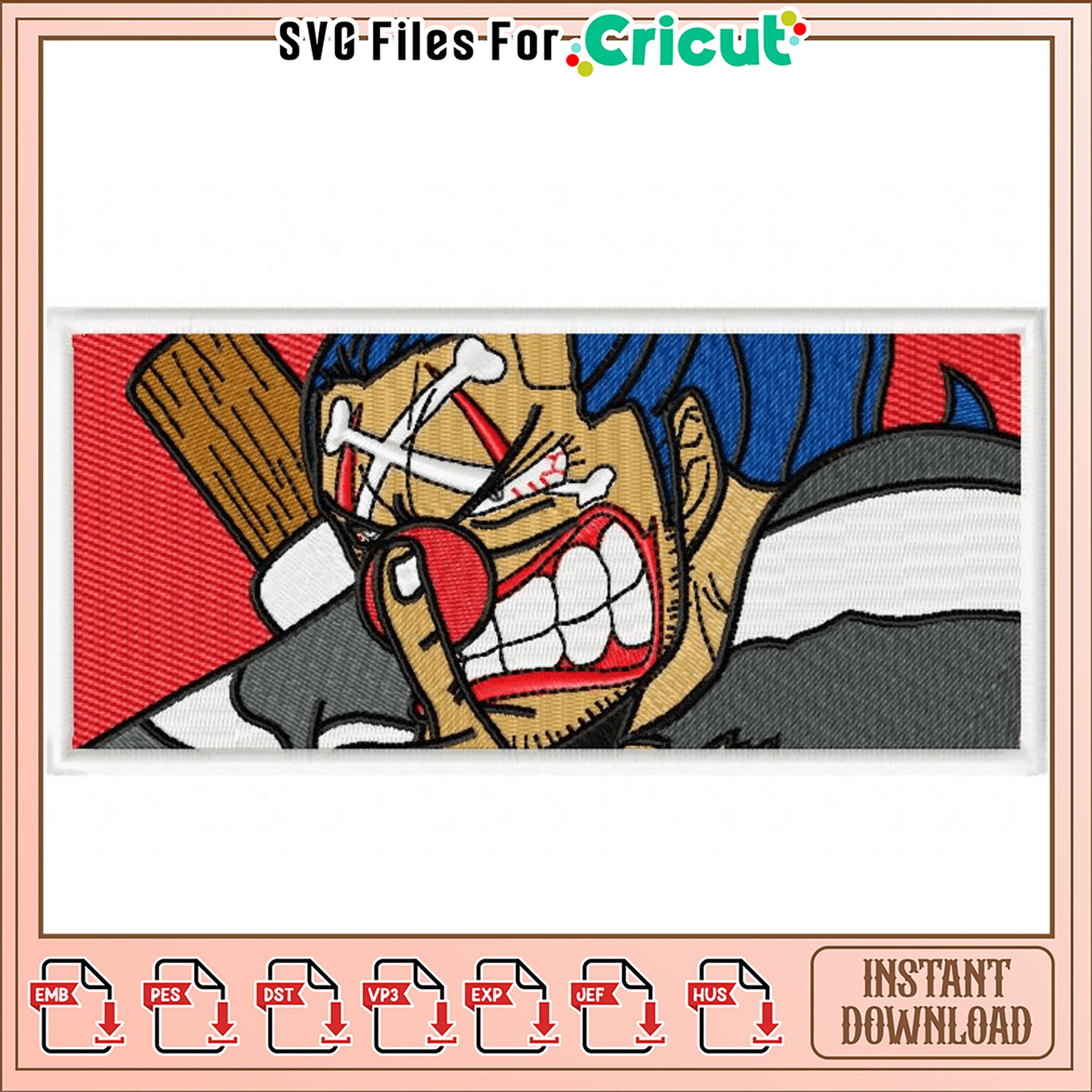 One Piece Buggy Embroidery Design Instant Download