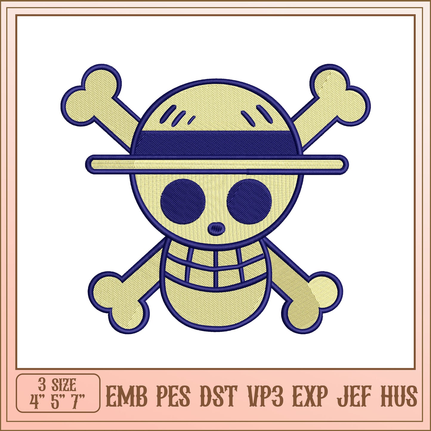 One Piece Jolly Roger Embroidery Design